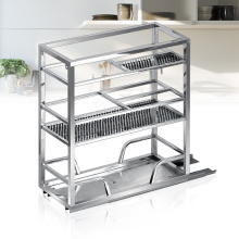 High Quality Kitchen Cabinet Stainless Steel Pull-out Wire Basket with Chopstick Holder